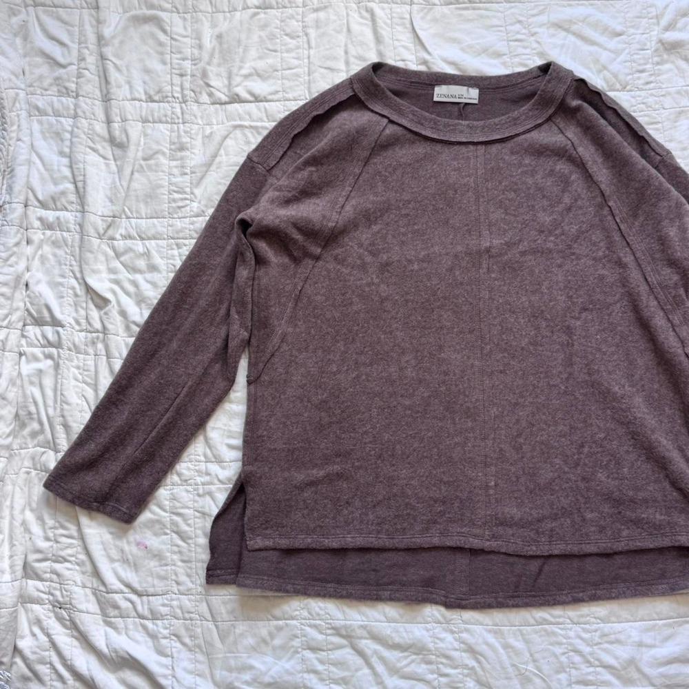 Zenana basic pullover sweater womens M  capsule quiet luxury parisian neutral - Picture 3 of 8